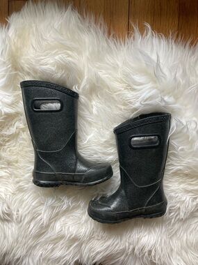 Bogs Kids Black Glitter Rain Boots
